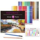 1 x RAW Customer Returns HIFORNY 55 Colored Pencils Set for Adult Coloring, 52 Colored Pencils with Extras, Soft Core for Artists, Vibrant Colors, Drawing Pencils - RRP €13.99