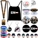 4 x Brand New ZHENGGE Kpop Enhypen Gift Set Includes Drawstring Backpack, Necklace, Earrings, Bracelets, Button Pins, ID Card Badge Holder, - RRP €123.92