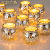 1 x RAW Customer Returns NUPTIO Glass Tealight Glasses Tealight Holder Tealight Glass 24 Pieces Silver Tealights Holder Set Ribbed Pumpkin Tealight Small Living Room Candlelight Dinner Table Birthday Parties - RRP €42.98