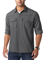 1 x RAW Customer Returns MAGCOMSEN hiking shirt men UV 50 shirts outdoor summer shirt UV protection tropical shirt men quick dry sports shirt sun protection lightweight safari shirt dark grey 2XL - RRP €41.98