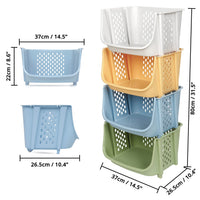 2 x RAW Customer Returns FNG8 Stackable Storage Baskets 4 Pack - Heavy Duty Plastic Baskets Bins with Wheels Front Opening - Kitchen Storage Basket - Spices, Toys, Toiletries, Bedding Laundry Supplies - RRP €57.98