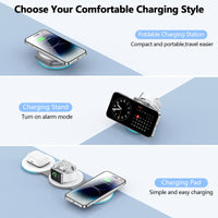 1 x RAW Customer Returns ADADPU 3 in 1 Foldable Magsafe Charger, Inductive Charging Station for iPhone 15 14 13 12 Pro Max, Wireless Charger for iWatch 9 8 7 6 SE 5 4 3 2, AirPods Pro 2 3 with adapter  - RRP €30.24