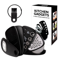 1 x Brand New Rinfency 6 in 1 Portable Kitchen Utensils, 6 Piece Kitchen Utensil Set Space Saving Cooking Tool, Vegetable Peeler Camping Accessories Chocolate Grater Bottle Opener Pizza Cutter Garlic Ginger Grater Black  - RRP €7.04