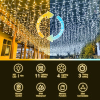 1 x RAW Customer Returns Outdoor String Lights, 352 LED 10m 11 Modes Indoor String Lights, IP44 Outdoor String Lights for Garden Christmas Decoration Balcony Terrace Party Deco Decoration 10m 352leds  - RRP €31.99