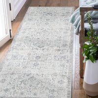 1 x RAW Customer Returns TOPICK Runner 60x180cm Grey Carpets Vintage Carpet Runner Hallway Retro Foldable Thin Washable Carpet Multi Floral Boho Non-Slip for Indoor Bathroom Kitchen Bedroom Living Room - RRP €38.99