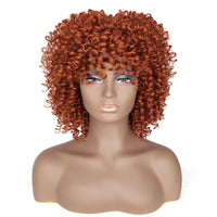 1 x RAW Customer Returns PORSMEER Curly Afro Wig Copper Red Natural Synthetic Hair with Bangs for Women Shoulder Length Afro Kinky Curly Bob Wig Volume for Black Women, 14 Inches Ginger - RRP €23.33