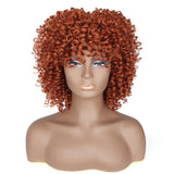 1 x RAW Customer Returns PORSMEER Curly Afro Wig Copper Red Natural Synthetic Hair with Bangs for Women Shoulder Length Afro Kinky Curly Bob Wig Volume for Black Women, 14 Inches Ginger - RRP €23.33