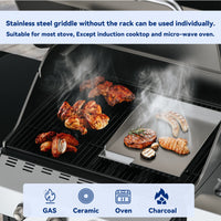 1 x RAW Customer Returns Onlyfire universal side burner stainless steel grill plate, BBQ plancha grill pan with removable stainless steel grill, suitable for most gas grills and charcoal grills, grill tray with grease drain - RRP €65.99