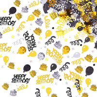 16 x Brand New Birthday Confetti, Silver Gold Black HAPPY BIRTHDAY Confetti, Party Confetti for Birthday Party, Theme Party - RRP €307.2