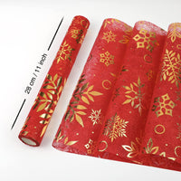 14 x Brand New Yeahshion Christmas Table Runner 28cmx5m, Red and Gold Metallic Non-Woven Table Runner with Snowflake Patterns for Christmas Decorations, DIY, Packaging - RRP €131.04