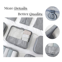 1 x RAW Customer Returns 7-piece packing cubes, high-quality suitcase organizer set, multifunctional organiser, storage and packaging made easy, a must for travel, grey - RRP €18.14