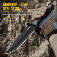 1 x RAW Customer Returns Omesio outdoor knife, survival knife, travel knife with fixed blade, fixed knife black - RRP €29.98