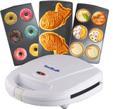 1 x RAW Customer Returns Donuts Baker, Mini Cake and Quiche, Taiyaki 3 in 1 Three Slices Removable Dessert by StarBlue - White AC 220-240V 50 60Hz 700-800W, UK Plug with EU Adapter - RRP €36.99