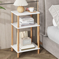 1 x RAW Customer Returns VASIHO side table, small coffee table with three-tier storage compartment, industrial bedside table for small rooms, living room, bedroom, sofa, small table in the hallway, easy to assemble, white - RRP €16.13