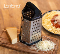 1 x RAW Customer Returns Lantana 6-Sided Grater with Container - Hand Grater Slicer Chopper. 6 essential kitchen functions for coarse, medium, fine and micro-fine grating zesting cutting. - RRP €15.99