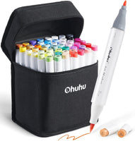 1 x RAW Customer Returns Ohuhu 48 Colors Alcohol Brush Markers, Dual Tip Sketch Markers Brush and Fine Tip for Artists, Art Markers for Adult Coloring and Illustration and 1 Blender - RRP €43.27