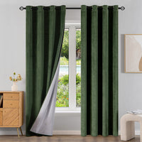 1 x Brand New EMEMA 2 pieces 100 opaque blackout curtain velvet curtains curtain with eyelets thermal curtain eyelet curtain blackout curtains for bedroom living room, 140 x 145 cm Matcha Green - RRP €33.95