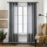 1 x RAW Customer Returns CUCRAF Transparent decorative curtains balcony door voile curtains with eyelets faux linen look gray curtain for bedroom living room H225 x W140cm set of 2 - RRP €23.18