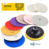 3 x RAW Customer Returns 11 pieces wet diamond grinding disc polishing set for granite stone concrete marble, 100 mm diamond grinding pads for polishers angle grinders, mixed grain 50 - 6000 , with 2 wool pads - RRP €48.39