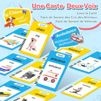 1 x RAW Customer Returns Bilingual Talking Flashcards English and French , Talking Flash Cards for Toddlers 2-6 Years Old, 112 Sheets 224 Words, Audible Learning Toys - RRP €17.99