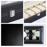 1 x RAW Customer Returns Ohuhu watch box with 6 compartments, watch box, watch storage box with glass lid, watch box 6 watches made of PU leather and velvet lining, watch box gift for boyfriend husband, beige - RRP €16.13