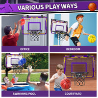 5 x Brand New Mini basketball hoop indoor for children - gift for boys 6 8 10, mini basketball hoop room with 4 basketballs, basketball hoops door set, sports toy gift for boys outdoor indoor purple  - RRP €132.8