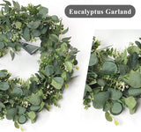 1 x RAW Customer Returns Dremisland Pack of 4 Artificial Garland Eucalyptus with White Flowers Willow Leaves Table Garland Fake Plants Green Artificial Plant Ivy Garland Hanging Plant Background Wedding Wall Table Decor - RRP €32.99