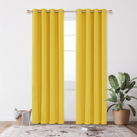 1 x RAW Customer Returns Deconovo Opaque Curtains with Eyelets for Bedroom Thermal Curtain Cold Protection Curtain Opaque, 229 x 117 cm Height x Width , Mustard Yellow, Set of 2 - RRP €42.49