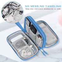 29 x Brand New FYY Cable Organizer Bags, Portable, Double Layers Electronic Organizer, Travel Cable Organizer for Cable, Cord, Charger, Phone, Earphone, Blue - RRP €631.62