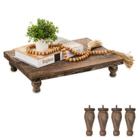 2 x Brand New Hanobe Wood Pedestal Display Riser Farmhouse Wooden Pedestal Decorative Tray Wooden Tray Stand Rustic Brown Centerpiece for Coffee Bar Kitchen Dining Table - RRP €84.44