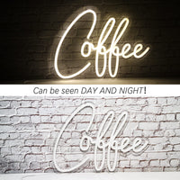 1 x RAW Customer Returns SIGNSHIP Coffee Neon Light, Sign Coffee Neon Signs LED Wall Neon Light, Letter Warm White USB, Shopping Kitchen Wall Decoration Wedding Birthday Made of Plastic - RRP €36.29