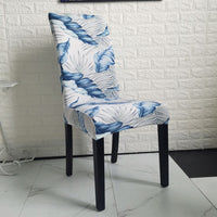 1 x RAW Customer Returns WANYIG Chair Covers Set of 4 Universal Stretch Chair Covers Elastic Modern Protector Bi-Elastic Stretch Cover Removable Chair Cover Slipcovers Blue Feather  - RRP €19.99