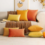 1 x Brand New EMEMA Velvet Cushion Cover Autumn Cushion Cover Decorative Throw Pillows Sofa Cushion Lumbar Cushion Throw Pillow Cover with Hidden Zipper Bedroom Sofa Set of 2 30 x 50 cm Lemon Yellow - RRP €11.1