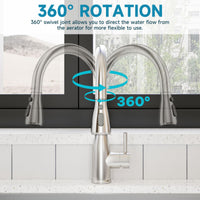 1 x RAW Customer Returns Kitchen faucet, YUANNY kitchen faucet with pull-out shower, kitchen faucet stainless steel 3 mode sink faucet pull-out 360 rotatable, high pressure single-lever sink faucet mixer tap kitchen - RRP €56.05