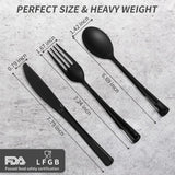 1 x RAW Customer Returns 150 pieces reusable plastic cutlery set, BPA free, passed the LFGB food safety test, 50 plastic spoons, knives and plastic forks, for family celebrations, outdoor dinners black  - RRP €21.99