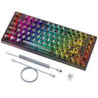 1 x RAW Customer Returns ATTACK SHARK Gasket Hot-swappable wired mechanical keyboard, 82 keys, Outemu switch, RGB chroma lighting, high-transparent PC material keycap, coiled keyboard cable - RRP €80.11