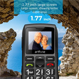 1 x RAW Customer Returns artfone senior cell phone without contract, large button cell , dual SIM pensioner cell phone, GSM cell phone with SOS emergency , 1400 mAh battery, 1.77 inch display, charging station, USB-C black - RRP €36.99