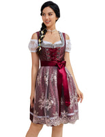 1 x RAW Customer Returns Clearlove Dirndl women s midi 3-piece costume dress for Oktoberfest, carnival, three pieces dress, blouse, apron reusable packaging , red, 34 - RRP €87.72