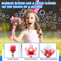 1 x RAW Customer Returns DAOUZL Flower Bubble Wand LED, Electronic Bubble Gun Children 10000 Bubbles Minute, Electric Bubble Toy with 120ml Bubble Solution and 80ml Bubble Refill Bottle - RRP €19.2