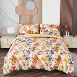 1 x RAW Customer Returns Jemiipee floral bedding set with spring flowers and leaves pattern, 2 x duvet covers 135x200 cm with 2 x pillowcases 80x80 cm and zip, soft 100 microfibre bed linen modern, yellow - RRP €49.4