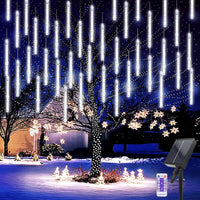 1 x RAW Customer Returns Solar Meteor Shower Rain Lights, 10 Tubes 240 LED Meteor Christmas Lights with Remote Control Raindrop Fairy Lights Waterproof for Party Wedding Tree Christmas Decorations - RRP €26.77