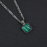 1 x RAW Customer Returns COAI Gift Ideas Men s Figaro Chain with Square Malachite Pendant 60cm - RRP €29.0