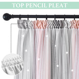 1 x RAW Customer Returns NICETOWN Children s room curtains girls curtains with ruffle tape set of 2 H 240 x W 132 cm children s curtains stars double-layered blackout curtains with voile, pink grey - RRP €57.95