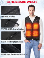 1 x RAW Customer Returns KEMIMOTO Heated Vest Men, Heated Vest with 8 Heating Zones, 3 Adjustable Heat Levels, USB Electric Heating Vest for Skiing, Fishing, Motorcycling, Outdoor Activities Without Battery  - RRP €48.85