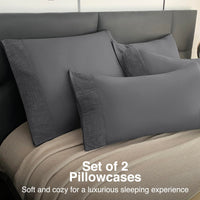 2 x Brand New Qidordour pillowcase 40x80 set of 2, pillowcase 40x80 cm anthracite, pleated design pillowcases, envelope design breathable pillowcase, soft and comfortable pillowcase - RRP €40.8