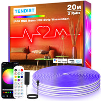 1 x RAW Customer Returns TENDIST IP68 RGB Neon LED Strip Outdoor, Waterproof WiFi Flexible Neon LED Strips Compatible with Alexa, 24V DIY Music Synchronized Silicone Neon Lights for Room, Patio RGB, IP68-20M  - RRP €99.99