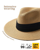 1 x RAW Customer Returns FURTALK Unisex Panama Hat Wide Brim Sun Hat for Men and Women Beach Hat UV Protection Summer Hat Adjustable Straw Hat - RRP €31.0