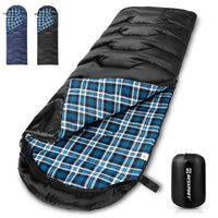 1 x RAW Customer Returns Bessport Flannel Sleeping Bag for Camping 3-4 Seasons - 10 C-15 C Winter sleeping bag lightweight, waterproof and warm for adults and children, backpacking, camping, hiking and traveling - RRP €69.99