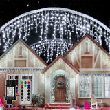 1 x RAW Customer Returns Ollny Ice Rain Fairy Lights Outdoor 10 m, 396 LED Fairy Lights Outdoor Power with Remote Control, Waterproof Outdoor Christmas Lights with Timer 8 Modes for Balcony Christmas House Carport Warm White  - RRP €26.62