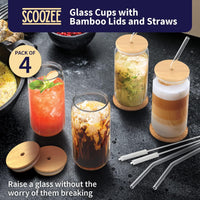 1 x RAW Customer Returns JORTINE 4 pieces glasses with lid and straw, cocktail glasses 500ML beer can glasses, drinking glasses, ideal for iced coffee, cocktails, lemonades, ideal for birthdays, Valentine s Day, gifts - RRP €26.99